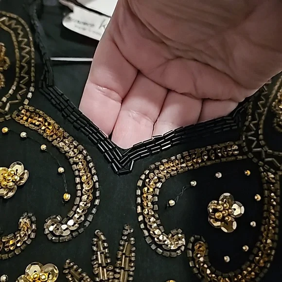 Laurence Kazar Womens Dress Vtg Sz S Beaded Black Silk Evening Zipper VG… - Picture 4 of 16